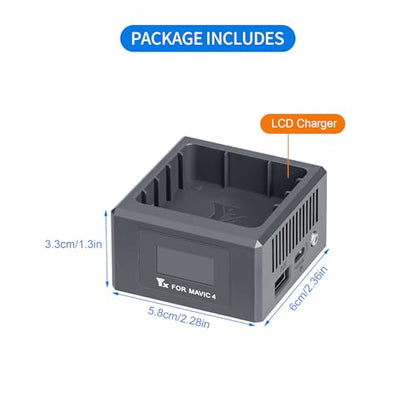 Two-Way Charging Hub with Digital Display Screen for DJI Mavic 4 Pro Drone Battery USB Battery Charger with Storage Charge Accessories