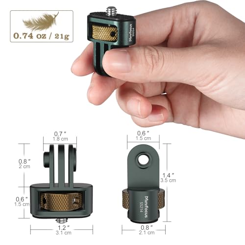 MINIFOCUS Gopro to 1/4" Adapter, Aluminum CNC Tripod Mount for Gopro Hero 13/12/11/10/9/8, Insta360 X5/X4/X3, DJI Osmo, AKASO and Other Standard 1/4" Accessories - size: 3-Prongs Interface