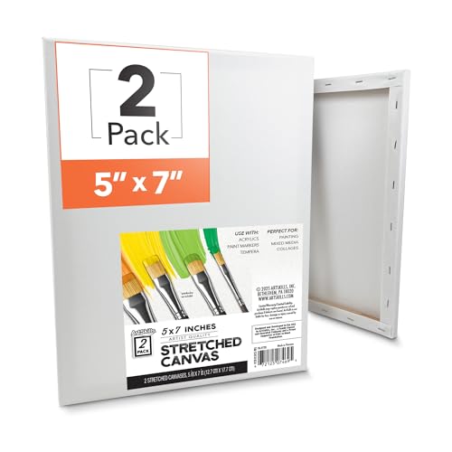 ArtSkills Stretched Canvas for Painting, 5x7 Canvas, 2-Pack Framed - size: 2-Pack 5x7