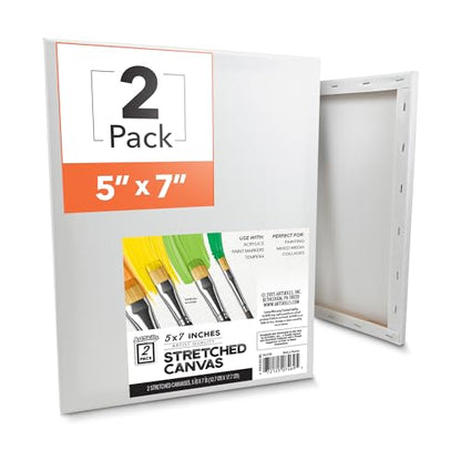ArtSkills Stretched Canvas for Painting, 5x7 Canvas, 2-Pack Framed - size: 2-Pack 5x7