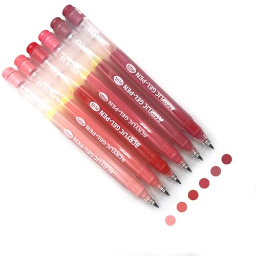 6 Colors 1.0mm Fine Pointed Acrylic Gel Pen Set,Lip Enamel Red - color: Red