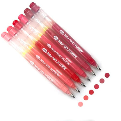 6 Colors 1.0mm Fine Pointed Acrylic Gel Pen Set,Lip Enamel Red - color: Red