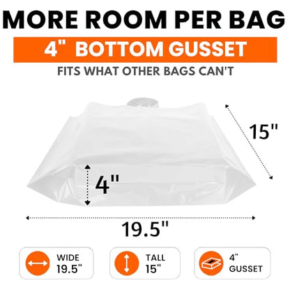 19x15 Large Plastic Shopping Bags for Small Business with Handles - color: White