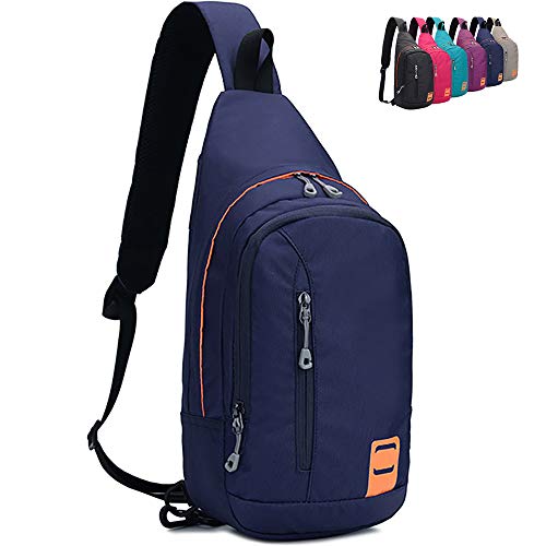 Peicees Small Sling Backpack Waterproof Unisex Shoulder Bag Chest Crossbody Daypack - color: 2_dark Blue, size: Small