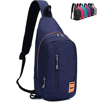 Peicees Small Sling Backpack Waterproof Unisex Shoulder Bag Chest Crossbody Daypack - color: 2_dark Blue, size: Small
