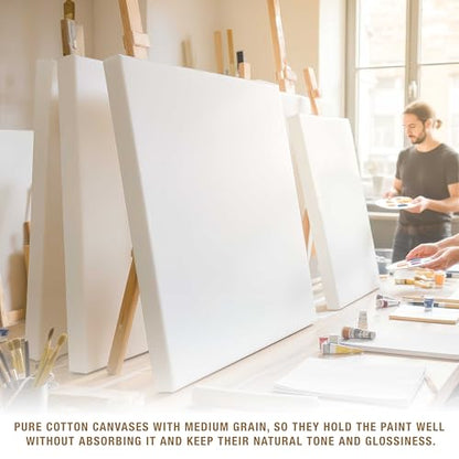 U.S. Art Supply 8"x36" Stretched Canvas for Painting, 3/4" Profile, 3-Pack