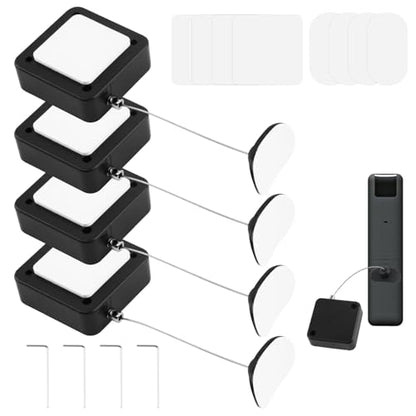 4Pack Retractable Remote Control Tether 6.5 Ft TV Remote Leash Anti Loss Cord Remotes Control with Adhesive Mount for TV Remotes, Game Controllers, and Tablets