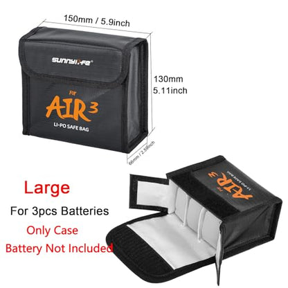 Lipo Battery Storage Case for DJI Air 3s Battery (for 3 batteries) - size: Large (for 3pcs batteries)