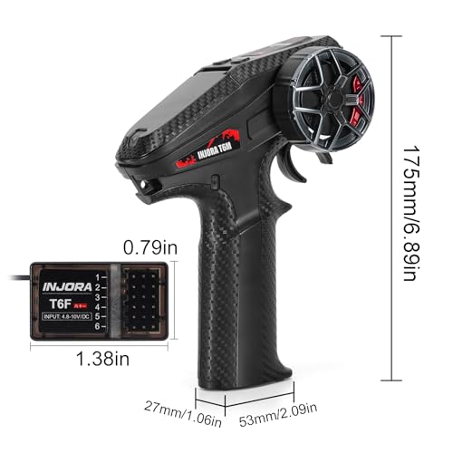 INJORA T6M 2.4GHz Transmitter with 6CH Receiver for 1/24 1/18 RC Crawler