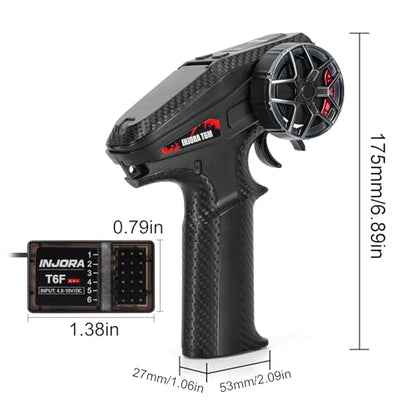 INJORA T6M 2.4GHz Transmitter with 6CH Receiver for 1/24 1/18 RC Crawler