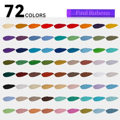Paul Rubens Oil Pastels for Artists, 72 Landscapes Colors Artist Soft Oil Pastel Set Vibrant and Creamy - color: Landscapes Colors