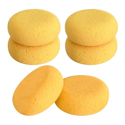 WAFJAMF 6 Pcs Pottery Sponges, 2.95 inch Yellow Round Craft Sponges