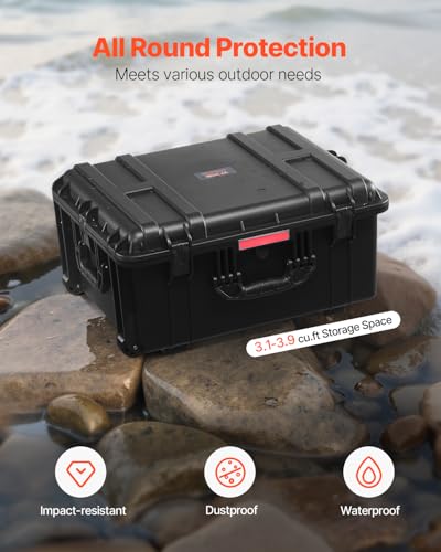 VEVOR Dry Box, Waterproof Hard Case with Pre-Cut Foam, 25 x 20 x 12.5inch - size: 63x50x32 cm