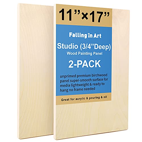 Falling in Art 2 Pack 11x17 Unfinished Birch Wood Panels Kit for Painting - size: 11*17 2-pack