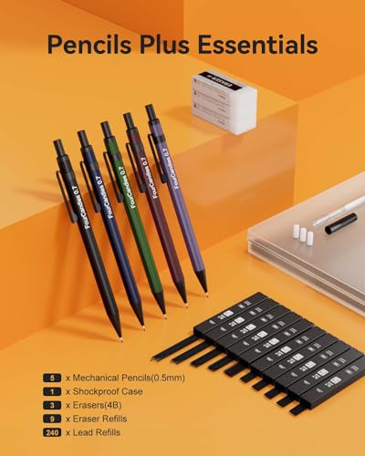 Four Candies 0.7mm Mechanical Pencil Set with Case + Metal Mechanical Pencil Set