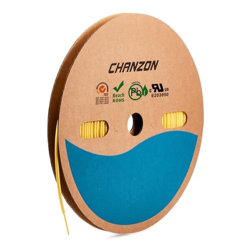 Chanzon 2:1 Ratio - 80Ft Roll - 1/24" (1mm) Heat Shrink Tubing Yellow - color: Yellow, size: 1mm (1/24") - 80FT