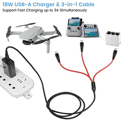 Charger for DJI Neo, Mini 4K, Mini 2 SE, 4 Pro, Air 2S Drones, with Charger - size: 4ft Cable & Charger
