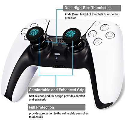 FPS Thumbstick Extender & Printing Rubber Silicone Grip Cover 2 Sets for PS5 & PS4 Controller (Deep Sea Demon Tentacle) - color: 17
