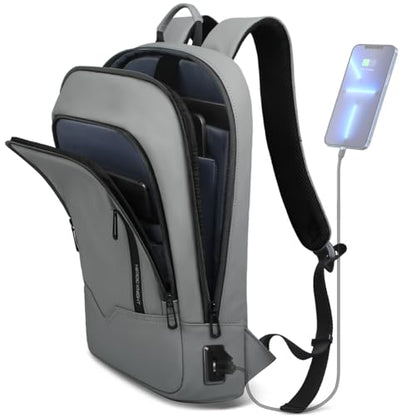 hk Backpack for Men Business Slim Laptop Bag - color: Grey, size: 15.6 Inch