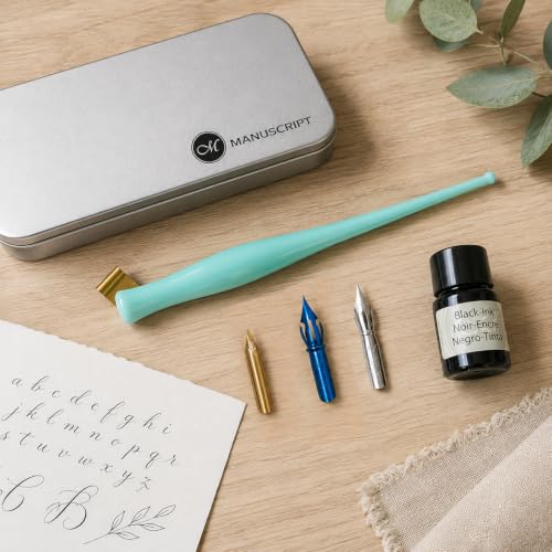 MANUSCRIPT Modern Calligraphy Oblique Set, Mint Holder, 3 Nibs - color: Multi Color
