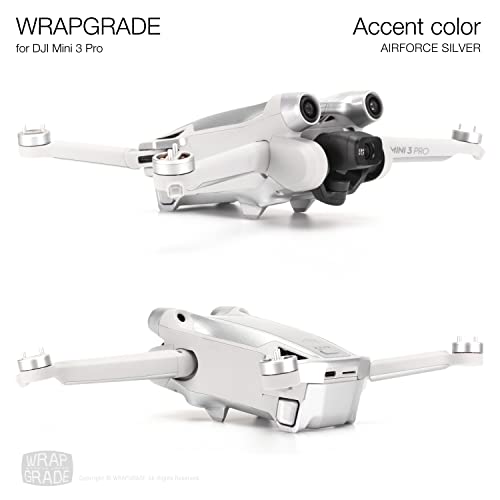 WRAPGRADE Skin Stickers Compatible with DJI Mini 3 Pro | Accent Color (Airforce Silver) - color: Airforce Silver