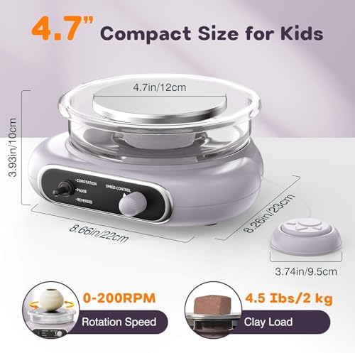 Alldeer Mini Pottery Wheel for Kids Teens Girls Beginners - color: purple