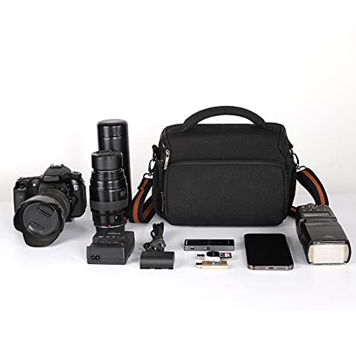 DOMISO Camera Bag Case Waterproof Anti-Shock Shoulder Bag, Black - color: Black