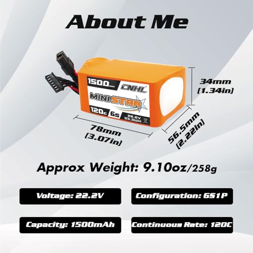 CNHL 1500mAh 6S LiPo Battery 22.2V 120C with XT60 Plug (2 Packs)