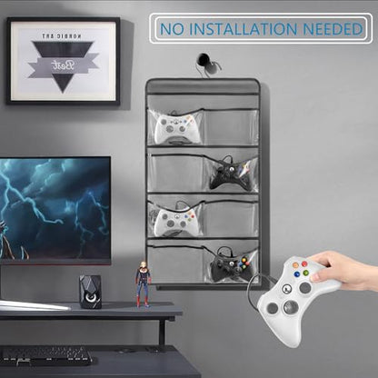 Hanging Controller Holder Classroom Headset Headphone Storage Bag Switch Game Organizer for Gaming Accessories Electronic Supplies X-box PS5 PS4 (8 Pockets)