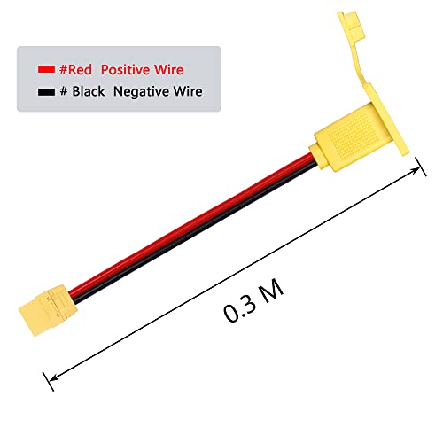CERRXIAN 1ft 10AWG XT90 Male to Female Mount Panel Cable XT90 Male Plug with Mout Panel to Female Wire for RC Lipo Battery FPV Drone - 0.3m - size: 0.3m