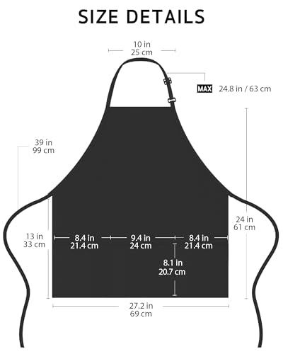 Syntus Chef Apron for Men Women with Pockets, Thick Grilling BBQ Apron - color: Black - S