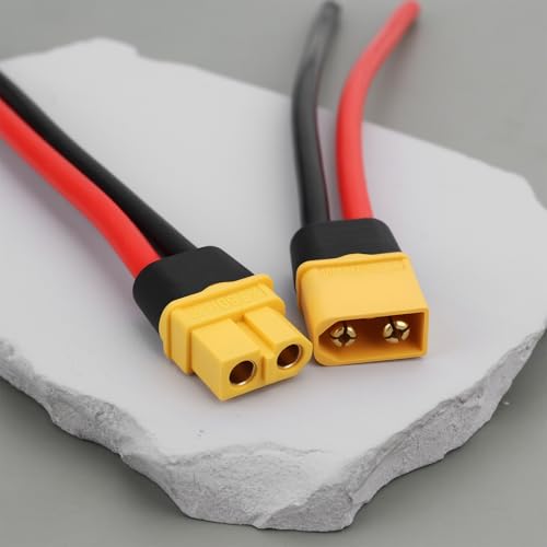 4Pcs XT60 Male Fmale Plug Socket Incl Silicone Cable Coupling for Model Car 15cm 12AWG - size: XT60