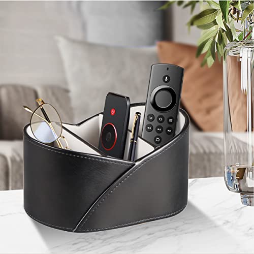 PU Leather TV Remote Control Holder,Pen Caddy/Cup,Art Supplies Organizer - color: Black