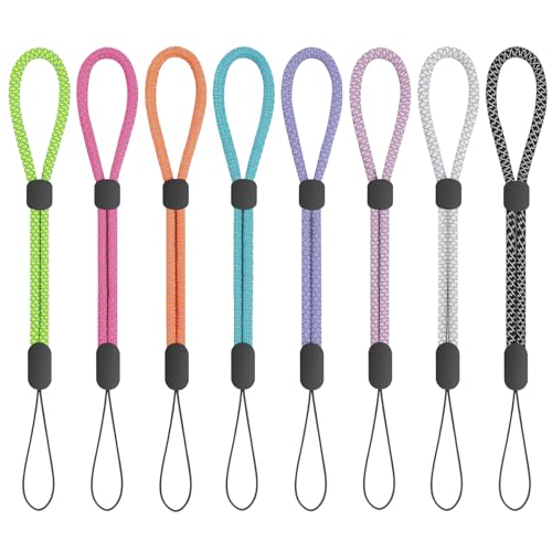 FrgKbTm Hand Wrist Strap Lanyard, Adjustable Nylon Colorful for Mobile Phone, Camara, USB Flash Drive, ID Name Tag Badge - color: 8pcs-mixed Fluorescence