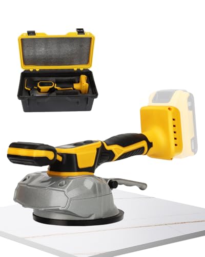 Tile Vibration Leveling Machine Compatible with Dewalt 20V Battery, Cordless Tile Vibration Machine Installation Tool 150W Tiler Vibrator with 8 Speed, Suction Cup, Digital Display (Tool Only) - color: Yellow