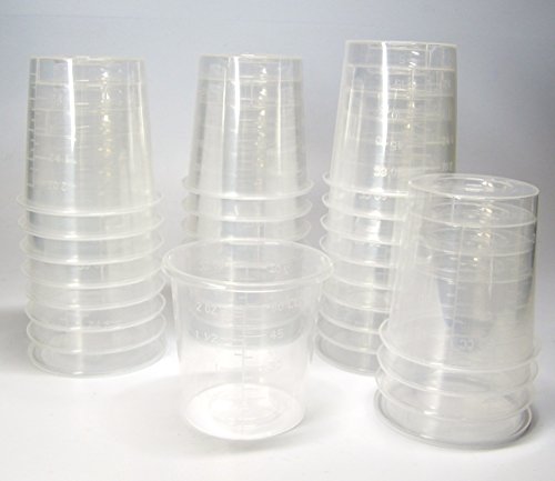 30 2 Ounce Graduated Clear Plastic Cups for Mixing Paint, Stain, Epoxy, Resin 60cc 2oz oz