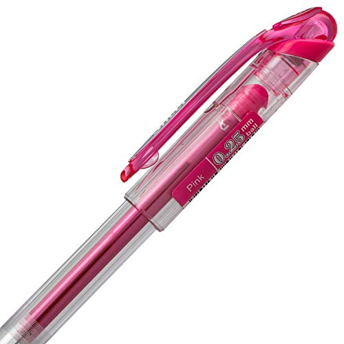 Pentel Arts Slicci 0.25 mm Extra Fine Gel Pen, Pink Ink, Box of 12 (BG202-P1) - color: Pink, size: 12 Count (Pack of 1), style: 0.25mm