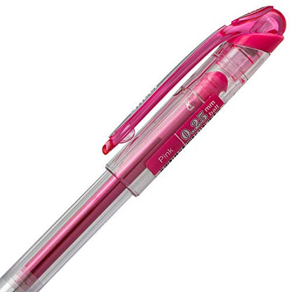 Pentel Arts Slicci 0.25 mm Extra Fine Gel Pen, Pink Ink, Box of 12 (BG202-P1) - color: Pink, size: 12 Count (Pack of 1), style: 0.25mm