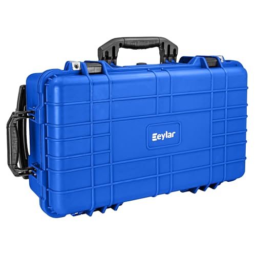 Eylar 22" Carry-On Travel Roller Gear, Camera, Drones, Tools, Equipment Hard Case Waterproof with Foam (Blue) - color: Blue