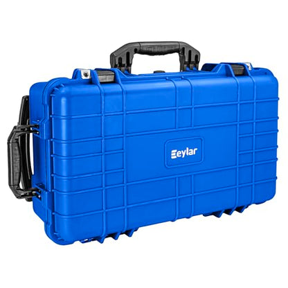 Eylar 22" Carry-On Travel Roller Gear, Camera, Drones, Tools, Equipment Hard Case Waterproof with Foam (Blue) - color: Blue