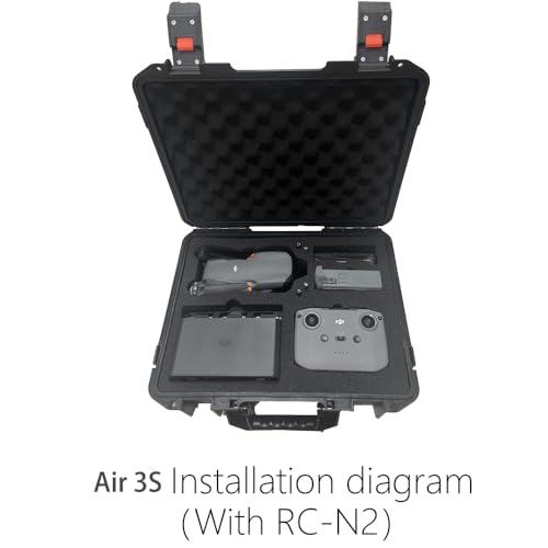 Hard Travel Carrying Case Shockproof Drone Hard Case Compatible with for DJI Air 3S, RC 2/RC-N2 Remote Controller and its Accessories