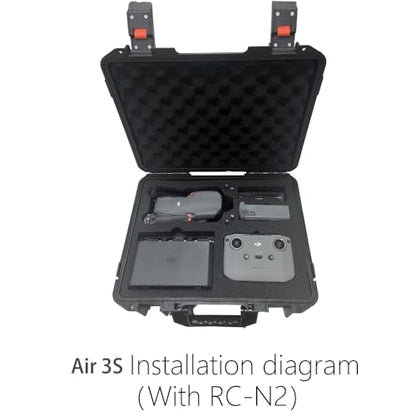 Hard Travel Carrying Case Shockproof Drone Hard Case Compatible with for DJI Air 3S, RC 2/RC-N2 Remote Controller and its Accessories