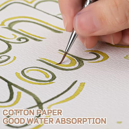 25 Sheets Watercolor Paper 9 x 12 in, 300 GSM, Deckled Edge, Ivory - size: 9 x 12 inch