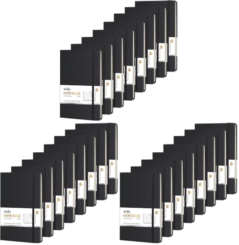 ViVin 24 Pack A5 Hardcover Lined Notebook,192 pg College Ruled 5.5x8.3 - color: Black, size: 24 Pack