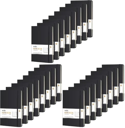 ViVin 24 Pack A5 Hardcover Lined Notebook,192 pg College Ruled 5.5x8.3 - color: Black, size: 24 Pack