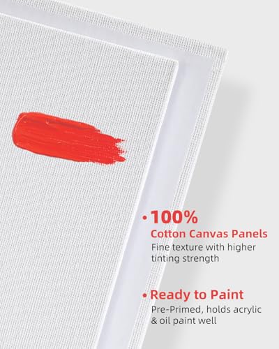 Simetufy 24 Pack 9x12 inch Flat Canvas Boards for Painting 8oz Gesso Primed - size: 9"x12"
