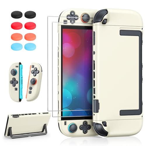 FYOUNG Upgrade Switch 2 Protective Case&Screen Protector Set,Dockable Cover - color: Apricot, size: for switch 2 7.9inch