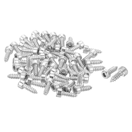 uxcell M4 Hex Socket Head Cap Self-Tapping Screw, 100Pcs M4x12mm 304 Stainless Steel, Hexagon Socket Head Tapping Screws, Hex Drive, Self Tapping Point - Silver - size: M4x12mm