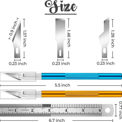 DIYSELF Exacto Knife Set, 2 Pack Craft Hobby Knife with 40 Spare Blades - color: Gold-blue (2 Pack)