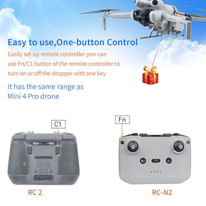 Drone Airdrop System with Landing gears for DJI Mini 4 Pro Light-sensitive Thrower Transport Delivery Payload Release Air Dropping Device Extended Legs